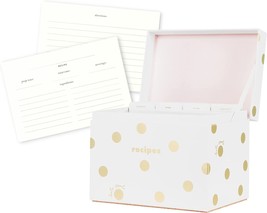NEW! SEALED Kate Spade Recipe Box Gold Dot 40 Cards 8 Tabbed Dividers - £13.94 GBP