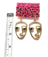 Betsey Johnson Gold Alloy Geometric Face with CZ eyes wire Hook Earrings - $11.05 CAD