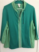 Weekends Chico’s 3/4 Sleeve Color Twist Zip Front Green Jacket Size 3 XL... - £14.69 GBP