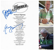 Dewey &amp; Gerry signed America &quot;Ventura Highway&quot; Lyrics sheet COA Proof autograph - £194.75 GBP