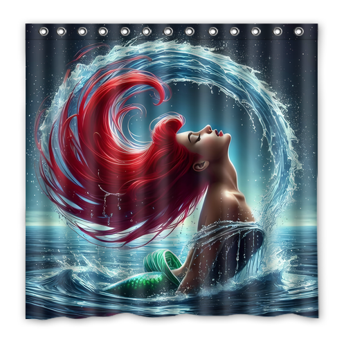 Hot!!! The Little Mermaid Custom Waterproof Polyester Shower Curtain 4 Size Item image 4