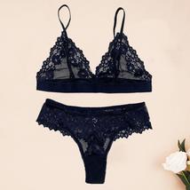 Ultra-thin Cup Bra and panties Mesh Lace Underwear Set - £23.10 GBP