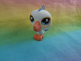 Littlest Pet Shop White Pelican Bird with Cracked Ice Blue Green Eyes  #741 HTF - £6.65 GBP