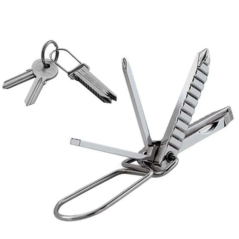 1PC Swiss EDC Tech 4-in-1 Keychain Key Ring Kit Mini Folding Phillips - £11.65 GBP