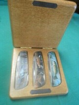 Great Collectible Set Of 3 Hunting Design Knives......Free Postage Usa - $15.43