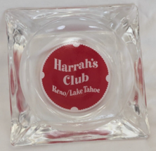 Harrah&#39;s Club Casino Reno / Lake Tahoe Square Glass Ashtray Vintage - £11.73 GBP
