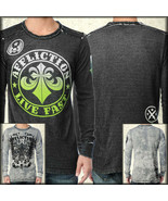 Affliction Old Country Fleur Reversible Mens Long Sleeve Thermal Black W... - $57.79