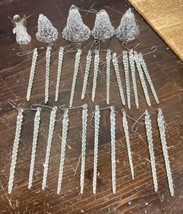 Set Of 22 Glass Icicles, 4 Glass Bells And 1 Glass Angel - $19.79
