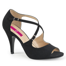PLEASER 4&quot; High Heels Sexy Peep Toe Crisscross Black Nubuck Shoes DREAM-412 - £45.46 GBP