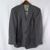 Vtg Nino Cerruti 46R Gray Herringbone Tweed Mens Blazer Suit Jacket Sport Coat - £31.55 GBP