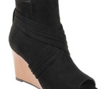 Journee Collection Women Wedge Heel Ankle Booties Sabeena Size US 7.5 Black - $27.72