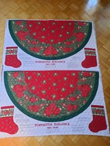 Cranston VIP Quilted Poinsettia Elegance Christmas Tree Skirt 2 Stocking Panels - £19.42 GBP