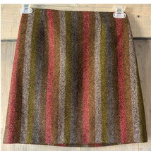 Boden Skirt British Tweed By Moon Green Pink Stripe Straight 100% Wool Women&#39;s 2 - $32.71