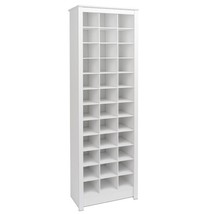 Space Saving 36 Cubby Shoe Storage Cabinet In White - $318.51