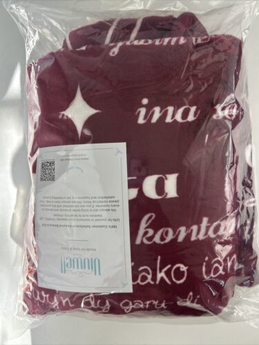 100 Languages Blanket I Love You Soft Throw Purple with White 65"x50 NEW