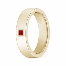 ANGARA Gypsy Set Square Ruby Solitaire Wedding Band for Men in 14K Solid Gold - £1,280.01 GBP