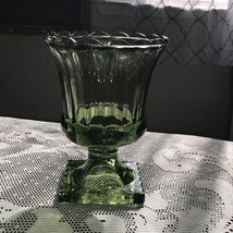 Vintage Green Glass Square Footed Candy Dish with Fluted Edge,4.5” X 6” - $10.39