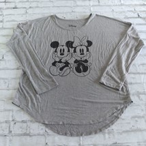 Disney Mickey Minnie Mouse Tunic Top Womens Large Gray Long Sleeve Asymmetrical - £14.23 GBP