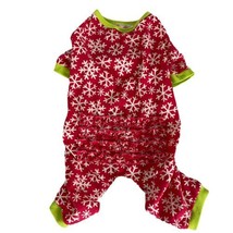 Christmas Winter Dog Puppy Costume Pink Snowflakes Pajamas PJ&#39;s Ruffles Medium  - £13.86 GBP