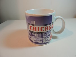 1998 Starbucks Chicago Collage Series Icon Skyline 20 ounce Coffee Mug Cup - £10.94 GBP