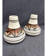 Pair Vintage Desert Pueblo Pottery Hand Painted Vases Jars Signed Estate... - £49.88 GBP