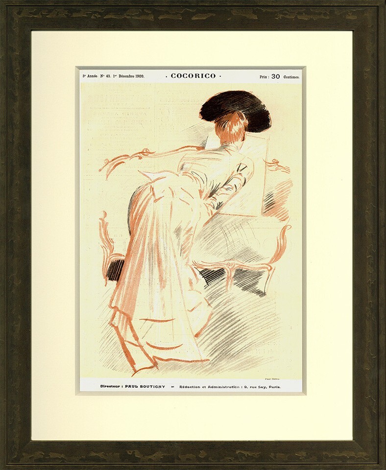 Rare Original 1900 Stone Lithograph Cocorico No. 43 Cover, Paul Helleu - $510.71