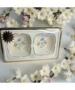 Set Of 2 Lenox Provençal Floral Garden Dipping Bowls Rounded Square Blue... - $46.75