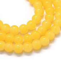 Z  Imitation Jade Glass Beads 5 Strand Round Yellow  4mm  Hole 1mm 31 in... - $9.49