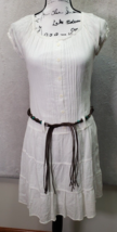 Disorderly Kids Pintuck Dress Girls Size 12 White Belted Round Neck Half... - $23.05