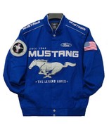Authentic Mustang Racing Embroidered Cotton Jacket JH Design Royal Blue New - £125.85 GBP