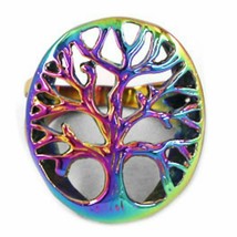 Rainbow Tree of Life Ring Stainless Steel Yggdrasil Family Ancestry Band - £14.38 GBP