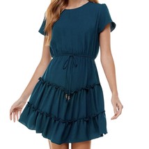 City Studio Blue Tiered Skirt Short Sleeve Dress Size XS New - £13.24 GBP