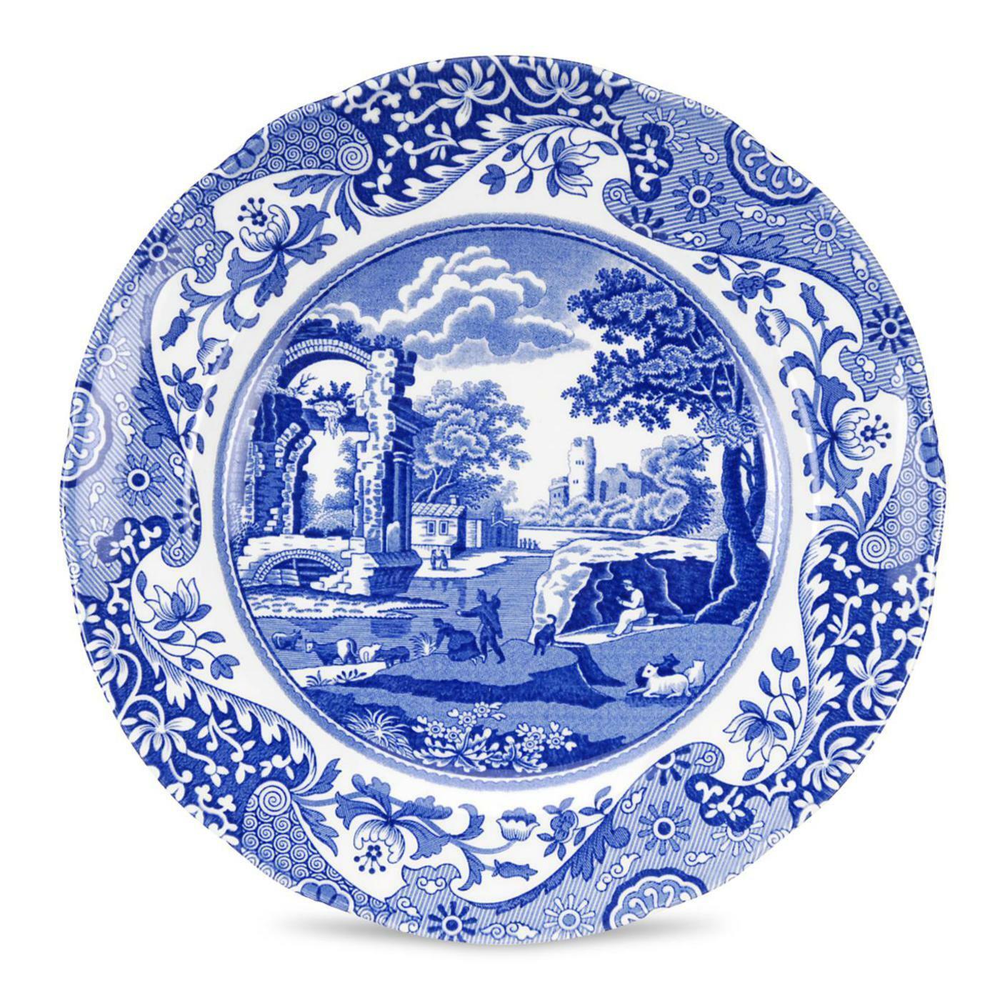 Spode Blue Italian Collection 8 Inch Round Salad Plate, Set of 4, Fine Porcelain - £121.29 GBP