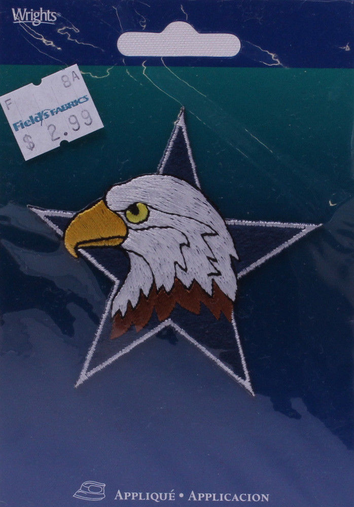 Wrights Eagle Head Star Iron On Applique Badge Birds Appliques M211.09 - $2.99