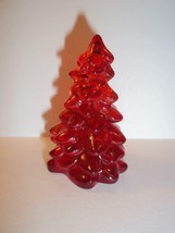 Mosser Glass Ruby Red 2.75&quot; Mini Christmas Tree Figurine Holiday Decoration - £13.67 GBP