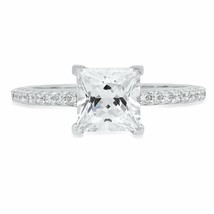 Princess Cut 2.20Ct Simulated Diamond Engagement Ring 14k White Gold in Size 5 - £210.99 GBP