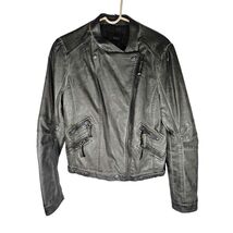 Blu Pepper Women's Faux Leather Gray Jacket Zippers Size Large - $21.55