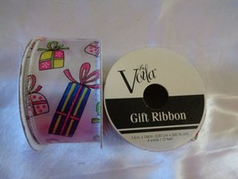 Wire-Edged Ribbon (new) 1.5&quot; x 12&#39; Bday Presents/Multi Gifts on White - £5.37 GBP