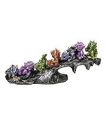 Colorful Metallic Dragon Wyrmlings On Sloped Bridge Cliff Rock Decor Fig... - $47.70 CAD