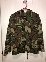 Ambiance Outerwear Camo Cargo Hooded Army Jacket SZ Small - $5.93