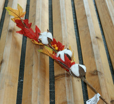 Fall Silk Flowers Spray Cotton Leaf Ivory- 28 inches long - $4.95