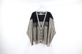 Vintage 90s Streetwear Mens Size XL Striped Color Block Knit Cardigan Sweater - £55.15 GBP