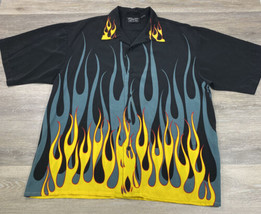 Vintage Dragonfly Button Up Shirt XXXL 00s Y2K Tribal AOP All Over Flame Tee - £17.68 GBP