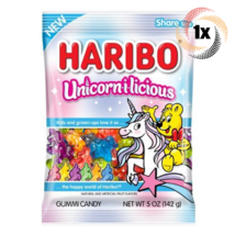 1x Bag Haribo Unicorn-I-Licious Unicorn Shaped Fruit Flavored Gummi Cand... - £7.26 GBP