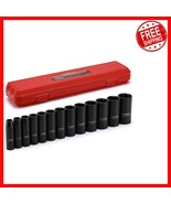 Heavy-Duty 13-Piece Deep Impact Socket Set with Laser Etched Sizes - CR-MO - $1,088.98 MXN