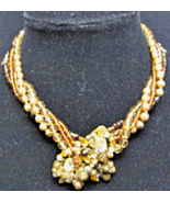 ORIGINAL BY ROBERT VINTAGE 40&#39;S AMBER CRYSTAL PENDANT NECKLACE PEARLS FL... - $297.00