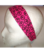 2 X Hot Pink Peace Sign Fabric Headband for Woman/ Head Wrap Accessory H... - $8.40