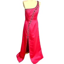 Jovani Hot Pink One Shoulder Rhinestone Ball Gown Size 8 Slit Prom Formal - $140.58