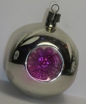 VTG Christmas Ornament USSR Russian Soviet Silver Glass Spotlight Ball Indent - £86.41 GBP