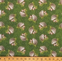 Cotton  Hedgehogs Mushrooms Cute Green Grass Fabric Print by the Yard D766.68 - £9.82 GBP